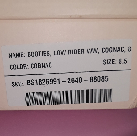 Justfab cognac brown gold buckle lowrider strappy block heel ankle booties - Picture 6 of 7